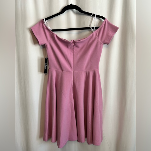 NWT Lulu’s Purple Off the Shoulder Skater Mini Dress Size M - Picture 2 of 5